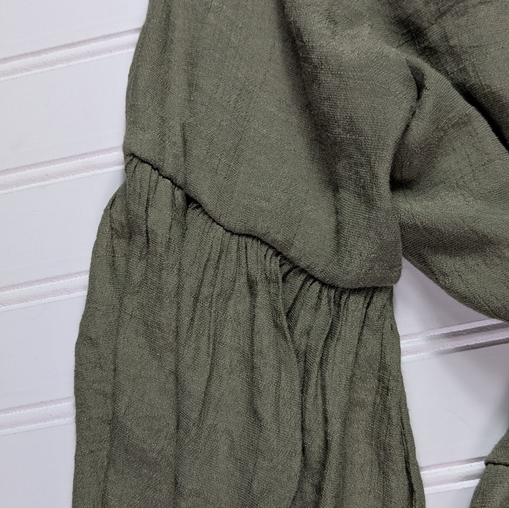 Blu Pepper Long Sleeve Mini  V Neck Dress Olive S - Picture 10 of 11